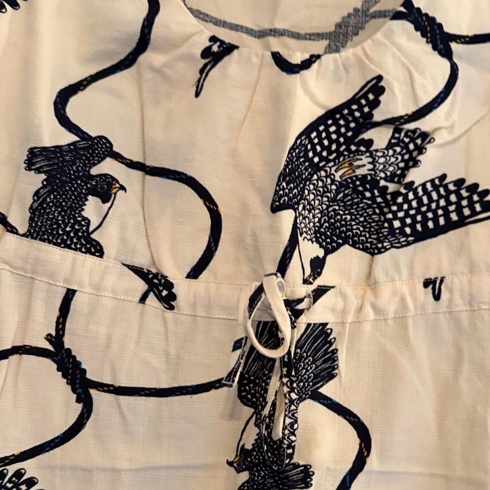 Patagonia Cream Sleeveless Dress with Navy Bird Motif - Picture 4 of 6